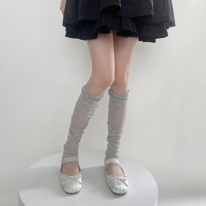 Womens Y2k Solid Color Leg Warmers See Through Lace Mesh Leg Warmer Gothic Cute Socks Calf Socks Thin Socks