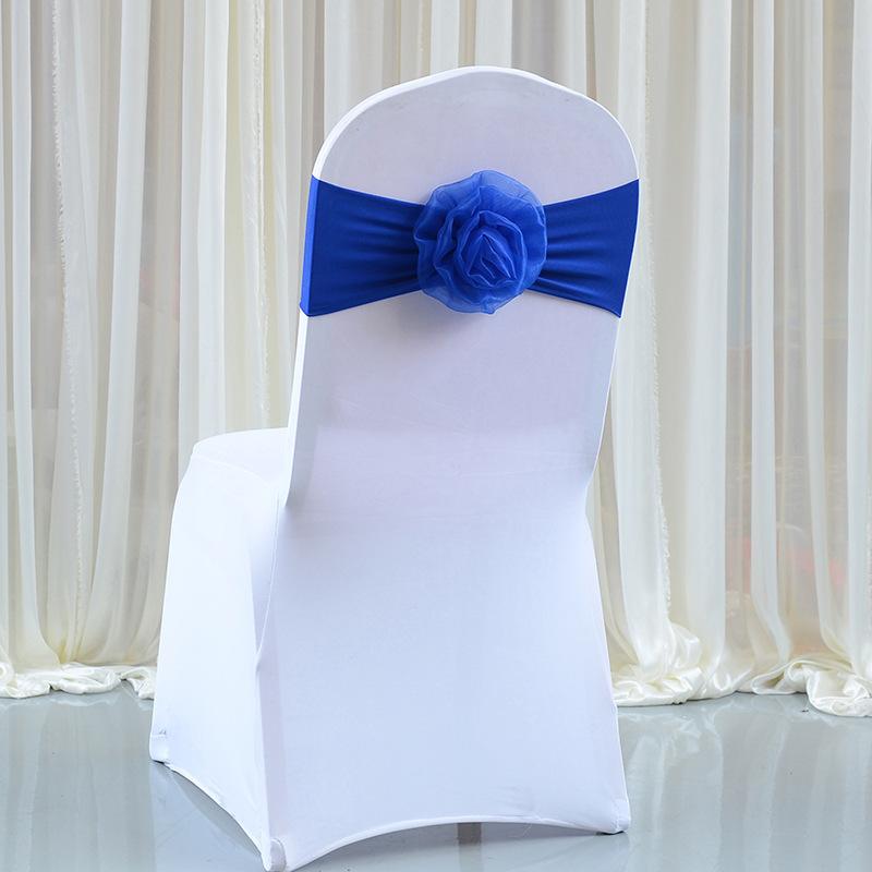 

Flower Ball Chair Ties Wedding Spandex Elastic Chair Sashes Cover Bands Bows For Reception Banquet Party Event Decoration Bulk синий