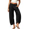 High Waist Loose Fit Casual Pants for Women with Pockets Drawstring Hem Elastic Waistband Lightweight Trousers for Daily Wear Sports and Travel