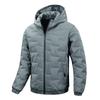 Men's Casual Solid-color Embossed Textured Thick Cotton Jacket, Men's Cotton-padded Warm Hooded Long-sleeved Coat