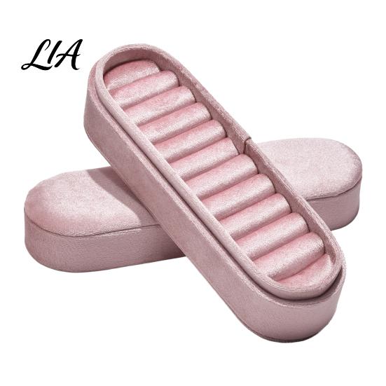 Small Velvet Jewelry Box for Rings Storage Box, Multiple Slots Portable Organizer, Prevent Compact Home Scratching Soft Lining Case Display And Travel