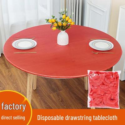 Mantel Redondo Desechable Elástico Rojo para Fiestas y Eventos