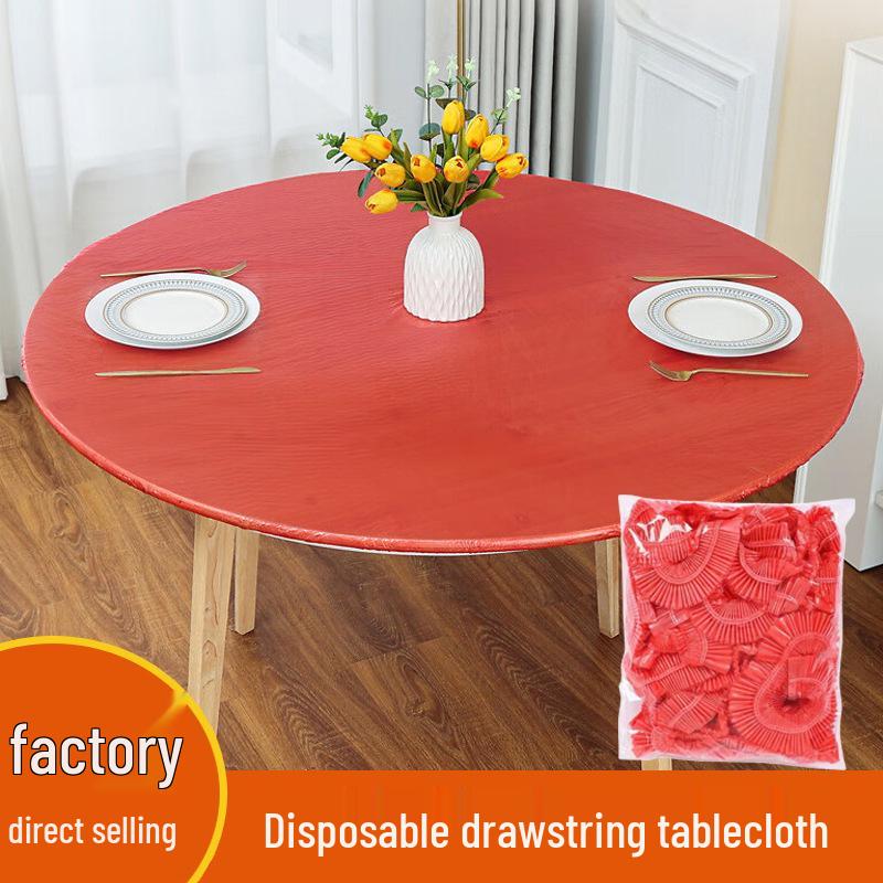Elastic Red Disposable Round Tablecloth for Parties & Events