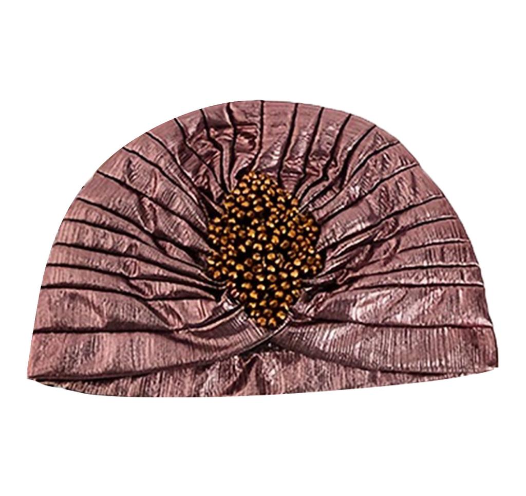Fashion Pleated Turban Caps Retro Hat Wrap Cover Muslim Indian Hat Bandana Elastic Beanies Chemo Cap For Women African Headwear