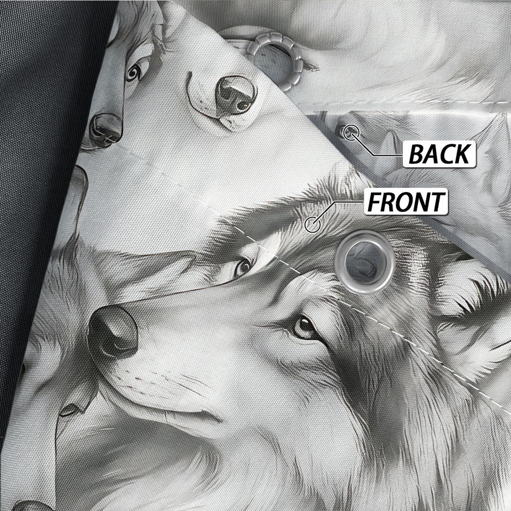 1Pc Wolf Pattern Printed Shower Curtain, Waterproof, With 12 Hooks, Bathroom Showers, Bathtub, Fashionable Home Use