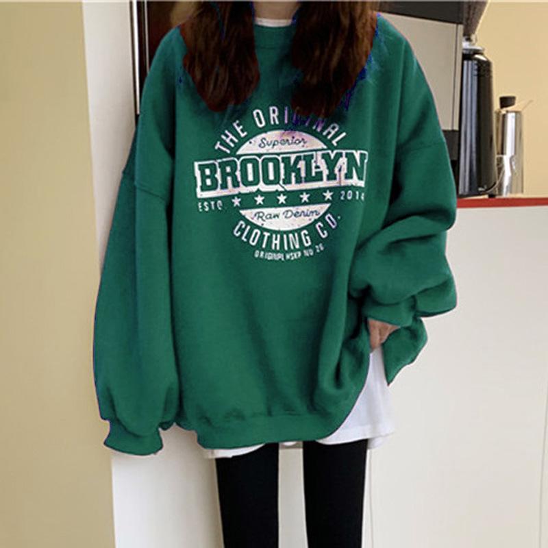 

Трендовая женская толстовка на флисовой подкладке в корейском стиле - универсальная, свободного кроя для осени и зимы 2XL