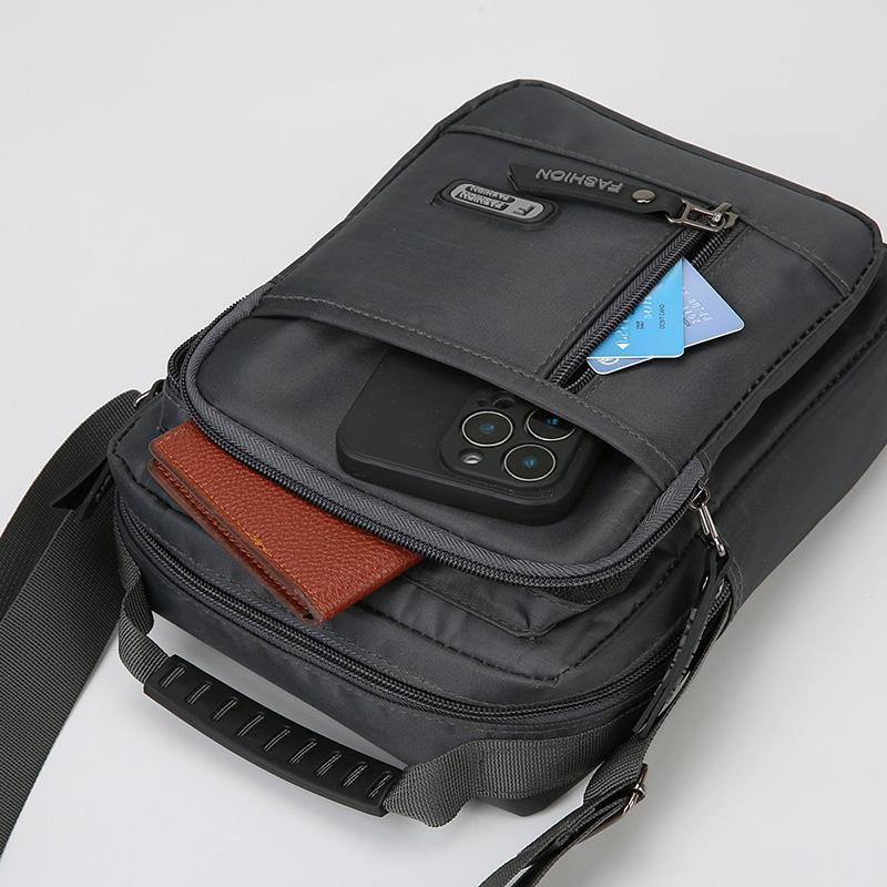 Men's Multifunctional Shoulder Bag Water-Resistant Briefcase Durable Oxford Cloth Business Tote with Multiple Compartments