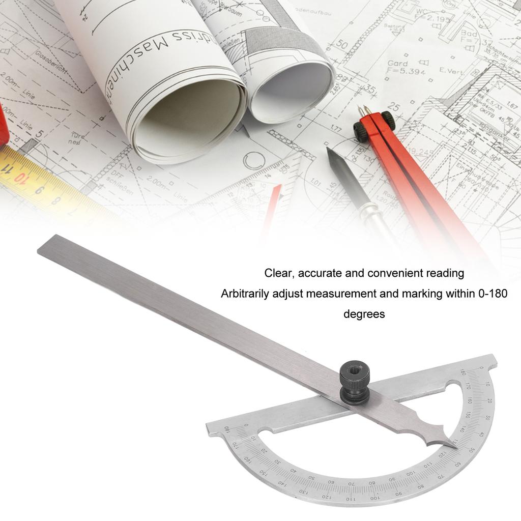 Angle Protractor 0‑180 Degree Angle Finder Carbon Steel Woodworking Ruler Measure Tool Woodworking Ruler Angle Protractor
