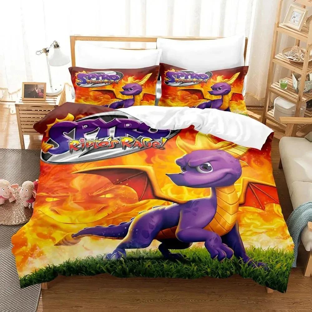 Spyro Reignited Triology Beddengoedset voor Volwassenen Jongens Dekbedovertrek Bedset Eenpersoons Twin Volledig Queen beddengoedset Zacht en comfortabel