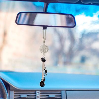 Sparkling Rhinestone Car Steel Pendant Stainless Refractive with Ball Faux Crystal for Compliments