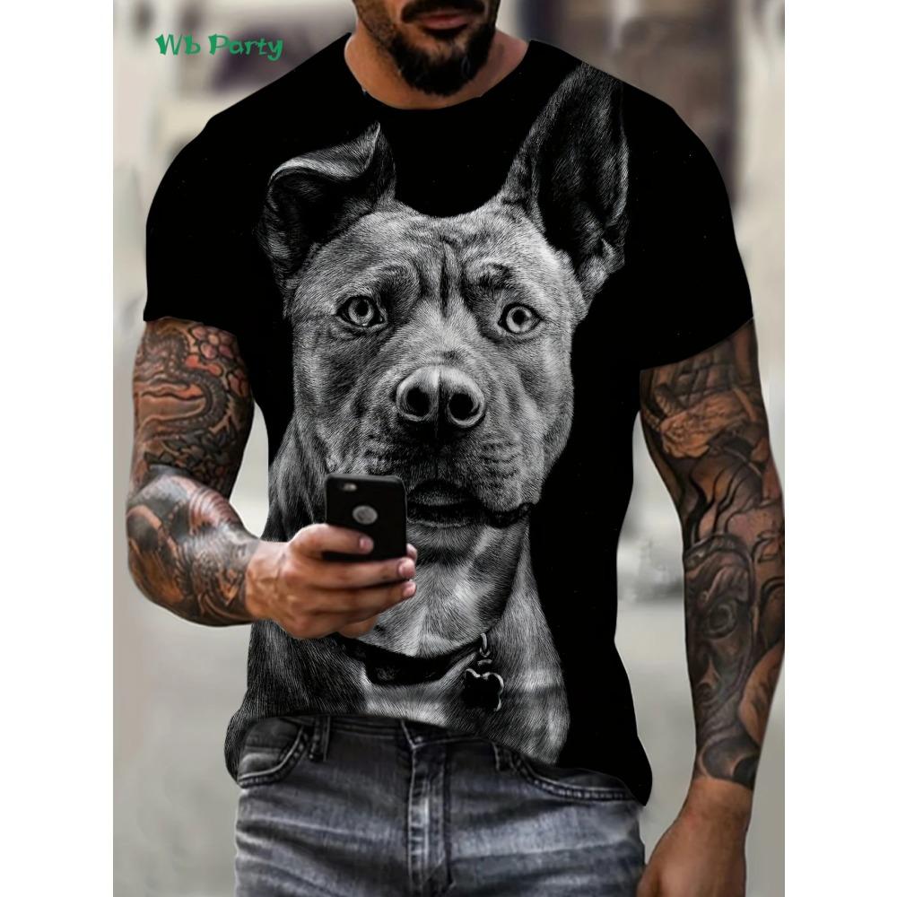 3D animal print T-shirt Summer Street men's T-shirt fashionable round neck men's top oversized men's short sleeved T-shirt