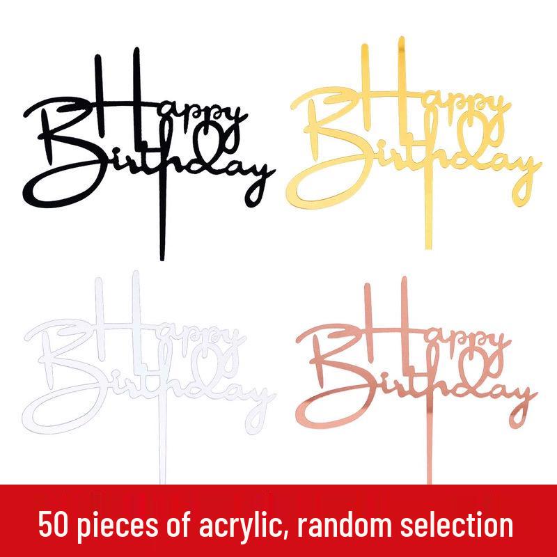 50-Pack Acrylic 'Happy Birthday' Cake Toppers - Popular Party Decorations with Free Shipping