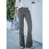 Spring and Autumn Women Plus Size Corduroy High Waist Solid Color Slim Micro Flare Pants Elastic Waist Casual Pants