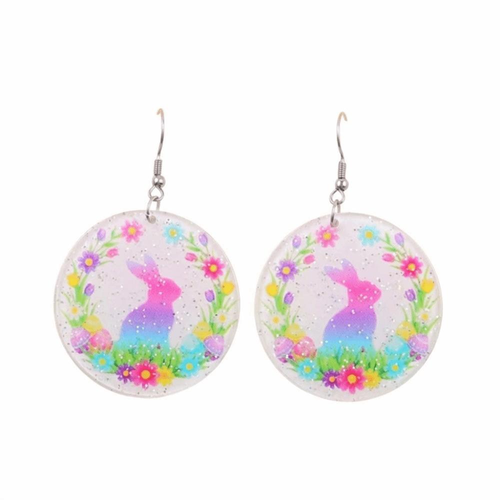Acrylic Bunny Pendant Earrings Cartoon Easter Egg Dangle Earrings Fashion Easter Egg Earrings  Men