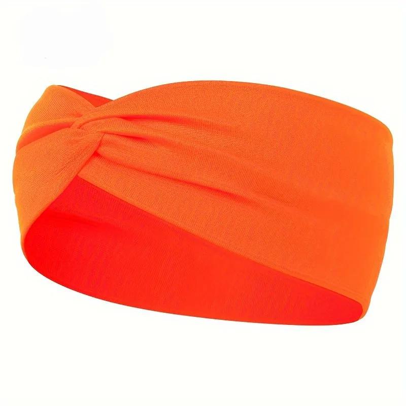 Simple Solid Color Cross Knotted Elastic Wide Headband Women Unisex Sports Yoga Hair Bands Headscarf Headwear