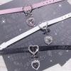 Original Y2k leather bow love rhinestone pendant bracelet subculture cute fashion high sense