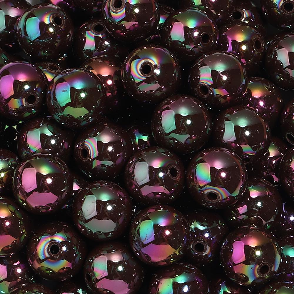 20-200pcs/lot 6-16mm Plated UV Colored Acrylic Ball Beads Loose Spacer Round Bead For DIY Phone Chain Bracelet Jewelry Accessory