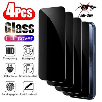 4 ks Ochranné sklo na displej pro iPhone 14 Pro Max 14 Plus Anti-Spy sklo pro iPhone 13 15 12 11 Pro Max 13 Mini Tvrzené sklo