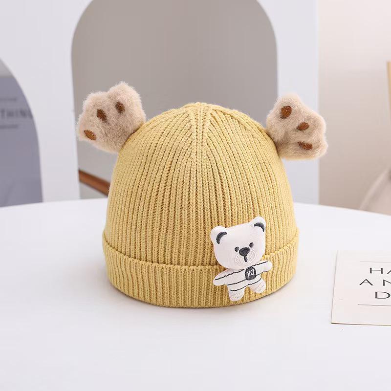 

Korean-Style Knitted Baby Hat: Cute, Warm, and Windproof for Spring and Autumn One Size жёлтый