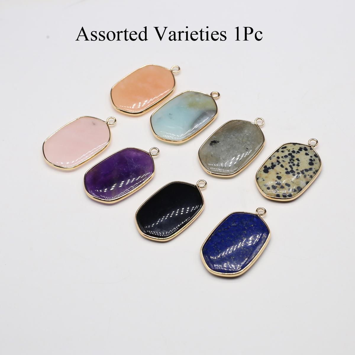 

1Pc, Aura Healing Crystal Pendant, Energy Natural Stone Amethyst Agate Sandstone Gemstone Charms for Jewelry Making DIY Necklace Accessories 21×35mm 1Pc/21×35mm