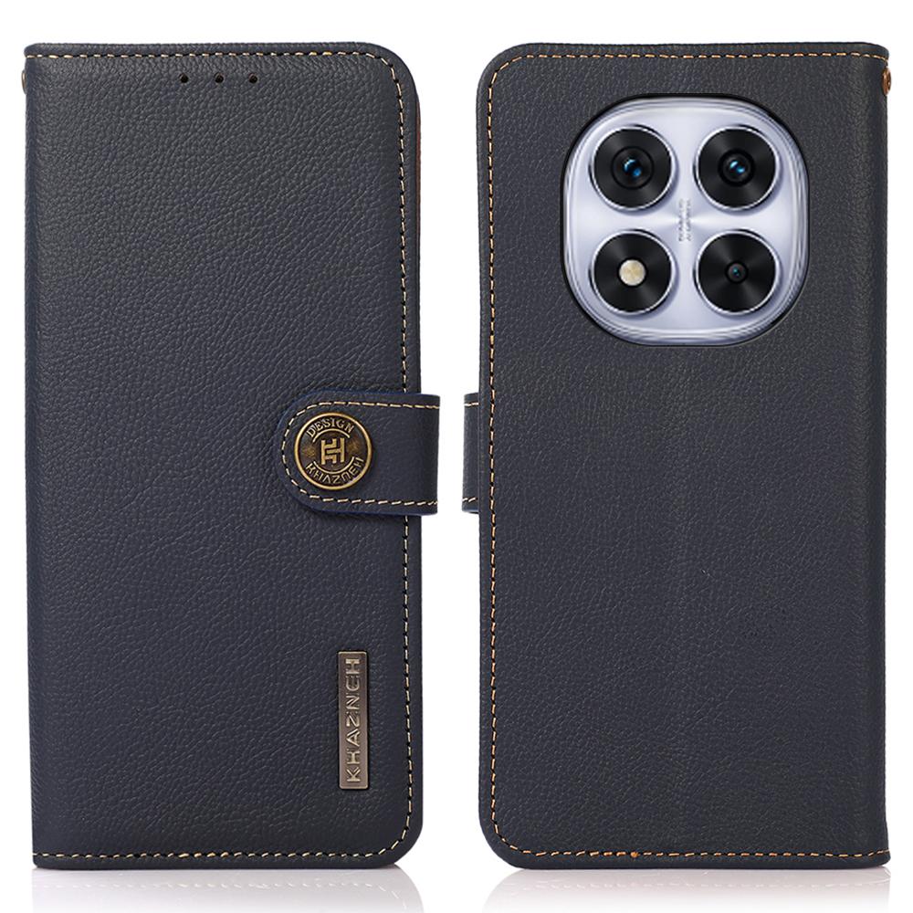 

For Xiaomi Redmi Note 14 Pro 4G Case Genuine Cow Leather Wallet Phone Cover Blue