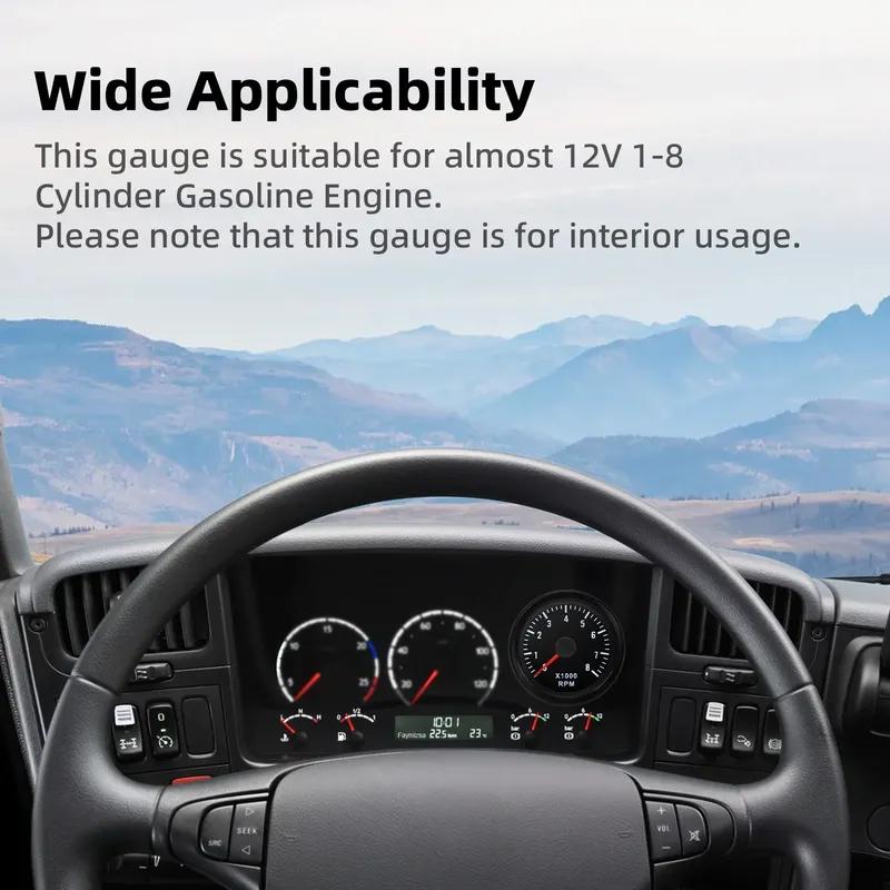 52mm Tachometer White LED Light Pointer 0-8000 RPM Tacho Gauge Meter For 1-8 Cylinder Engine 12V Car Auto Accessories