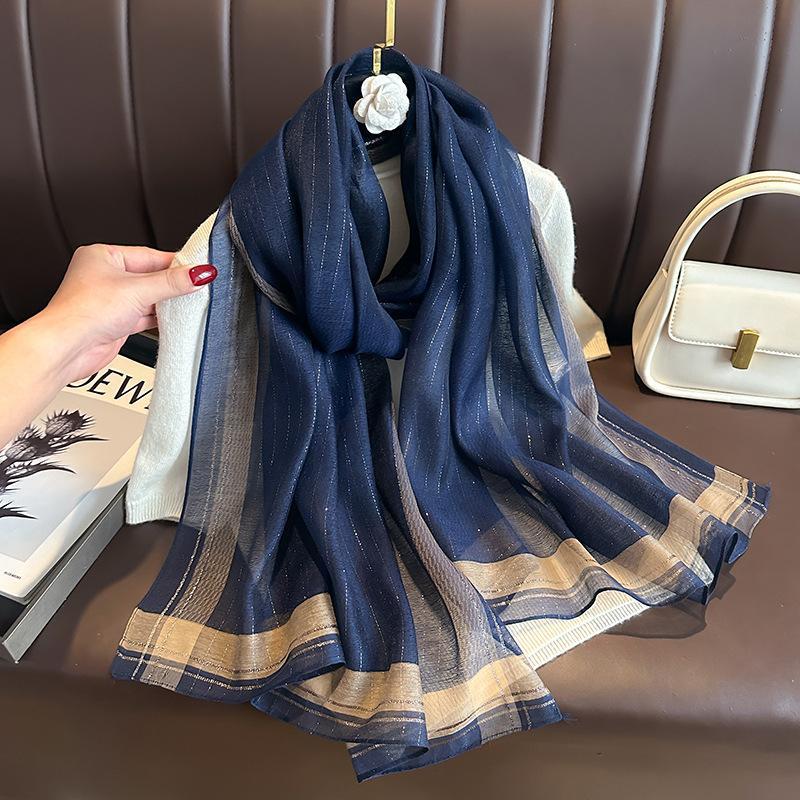 Long Silk Wool Scarf Shawls And Wraps For Women Solid Foulard Pashmina Poncho Female Summer Sunscreen Scarves Hijab Bandana