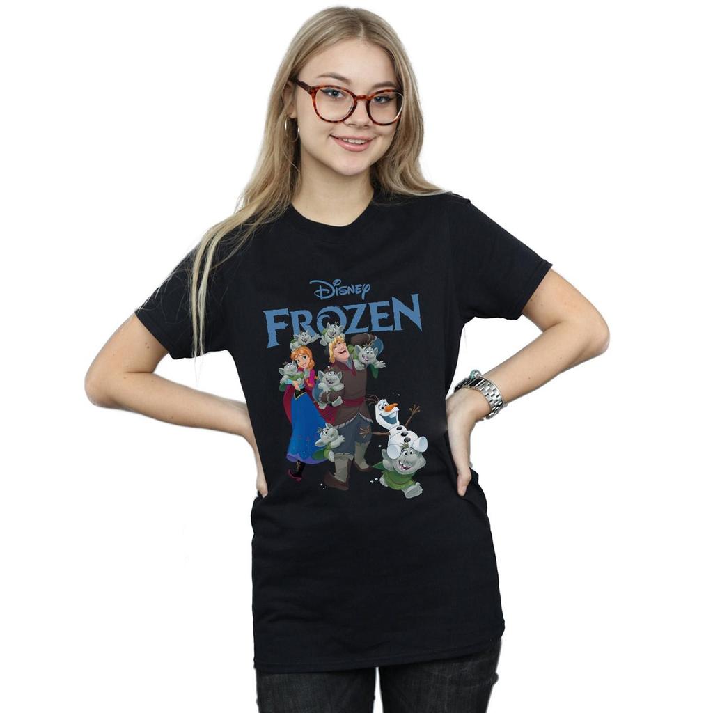 Disney Womens/Ladies Frozen Happy Trolls Cotton Boyfriend T-Shirt