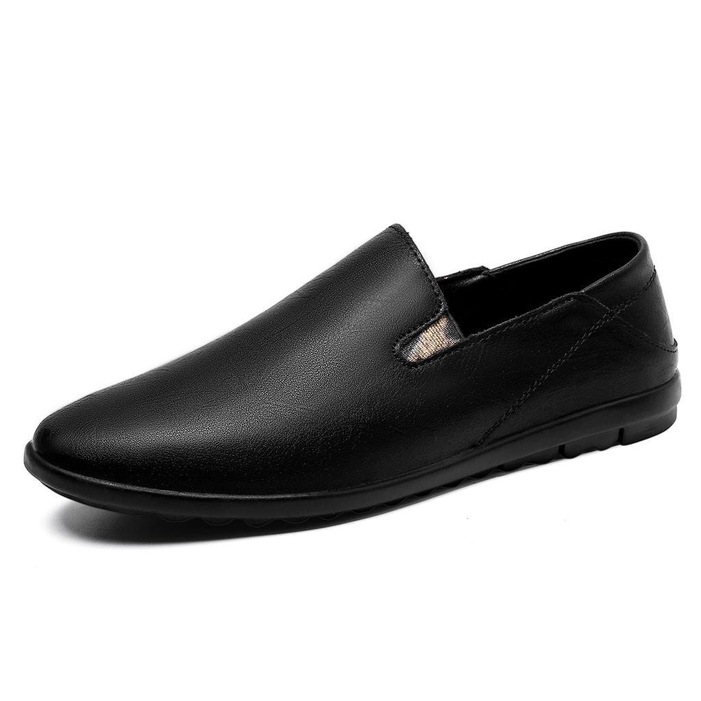 Mode 2024 Nya Herr Sommar Loafers Skor Äkta Läder Mjuka Herr Casual Slip-on Utskurna Skor Kohud Sommar Loafers