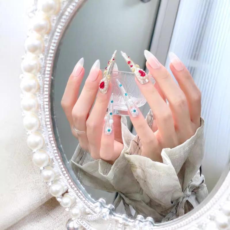 10pcs/set Retro Palace Handmade Armor Wear Nail Finger Sleeves Ancient Style Wear False Nails