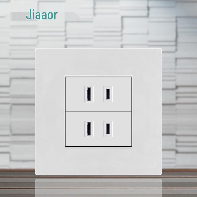 86 Typ Amerikanischer Standard Schalter- und Steckdosenpanel mit Doppel-USB & Typ-C, 3-Loch-Stecker für Japan & Taiwan, Unterputzmontage