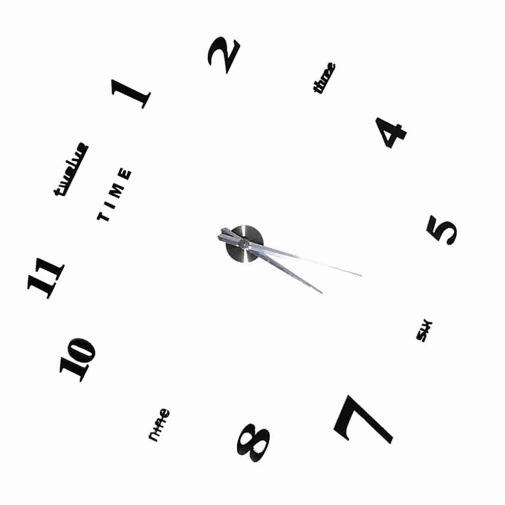 Modern DIY Large Wall Clock Kit 3D Mirror Surface Sticker for Home Office Room