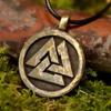Viking Valknut Warrior Pendant Norse Jewelry Necklace Pendant Amulet Odin with Adjustable String