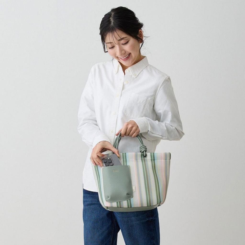 Rootote Fluffy Lightweight Mesh Horizontal Small Tote Bag SC.Deli.Stripe.Wafer-B 1084 (01 Sax)