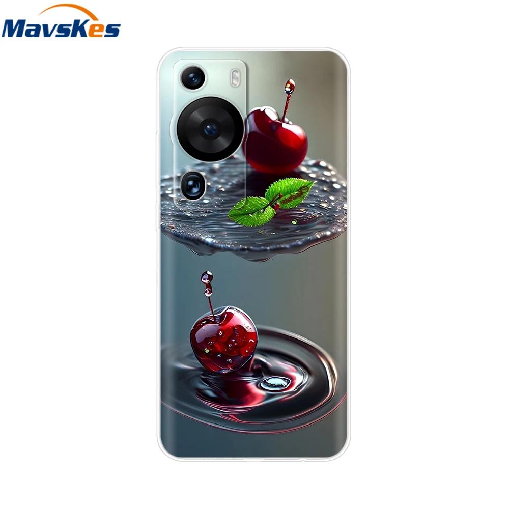 For Huawei P60 Pro Case Cute Heart Cartoon Painted Silicone Clear TPU Back Cover For Huawei P 60 P60 2023 P60Pro Phone Cases
