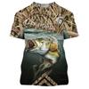 Men's Retro Fishing T-shirt 3D Printed Casual Short Sleeve Loose Men's T-shirt Sportswear