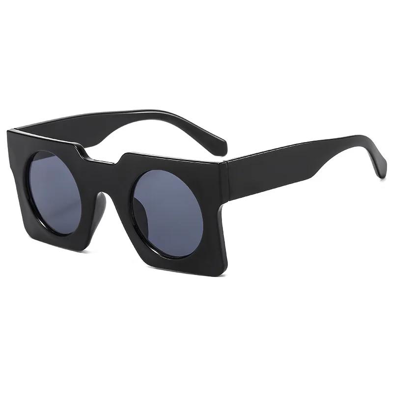 

Солнцезащитные очки в стиле панк, женские, квадратная оправа, круглые линзы, ЧЕРНО-СИНИЕ оттенки, ретро-дизайнерский бренд, UV4, очки Oculos De Sol Damskie as picture