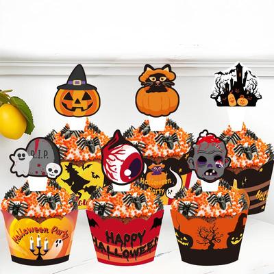 Halloween Cake Wraps & Toppers: Party Supplies & Decorations Set