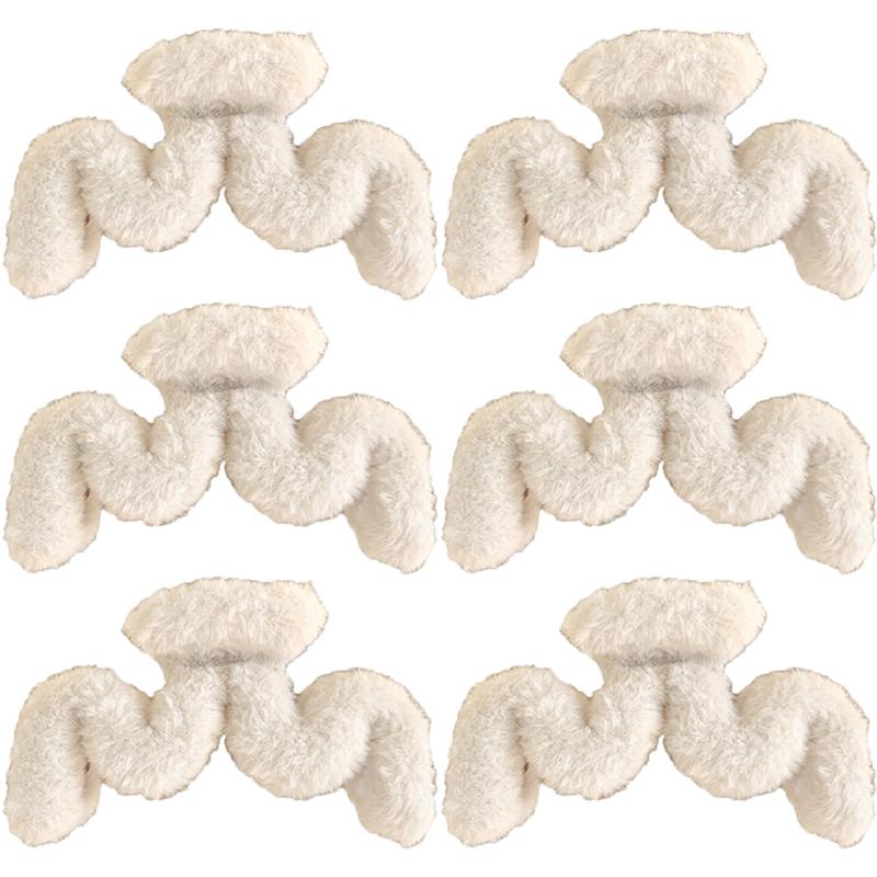 Oversized Plush Hair Clip Women Autumn Winter Wavy Hair Shark Clip Elegant Hair Accessories