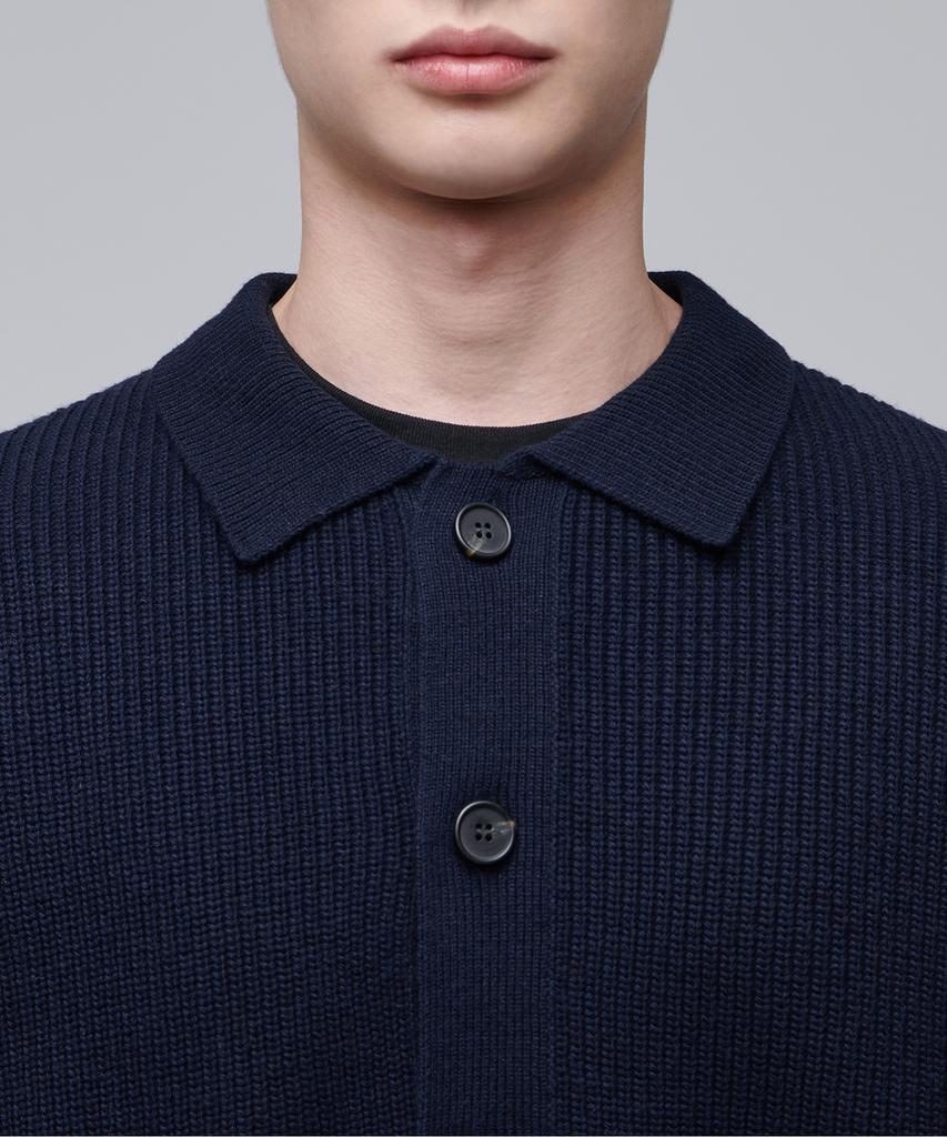 Musinsa Standard Oversized Ribbed Collared Cardigan [Navy]