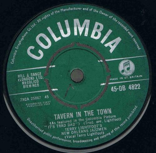 

7inch Record TERRY LIGHTFOOTS JAZZMEN Tavern In The Town DB4822 Columbia 1962 UK Jazz Used
