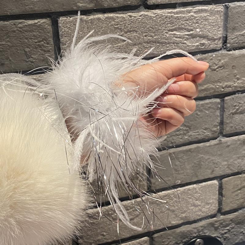 Dicke Straußenfeder-Manschetten für Damen Pelzige Pelzmanschetten Armstulpen Federmanschetten Fußkettchen Feder-Klatscharmbänder Klatschkreis
