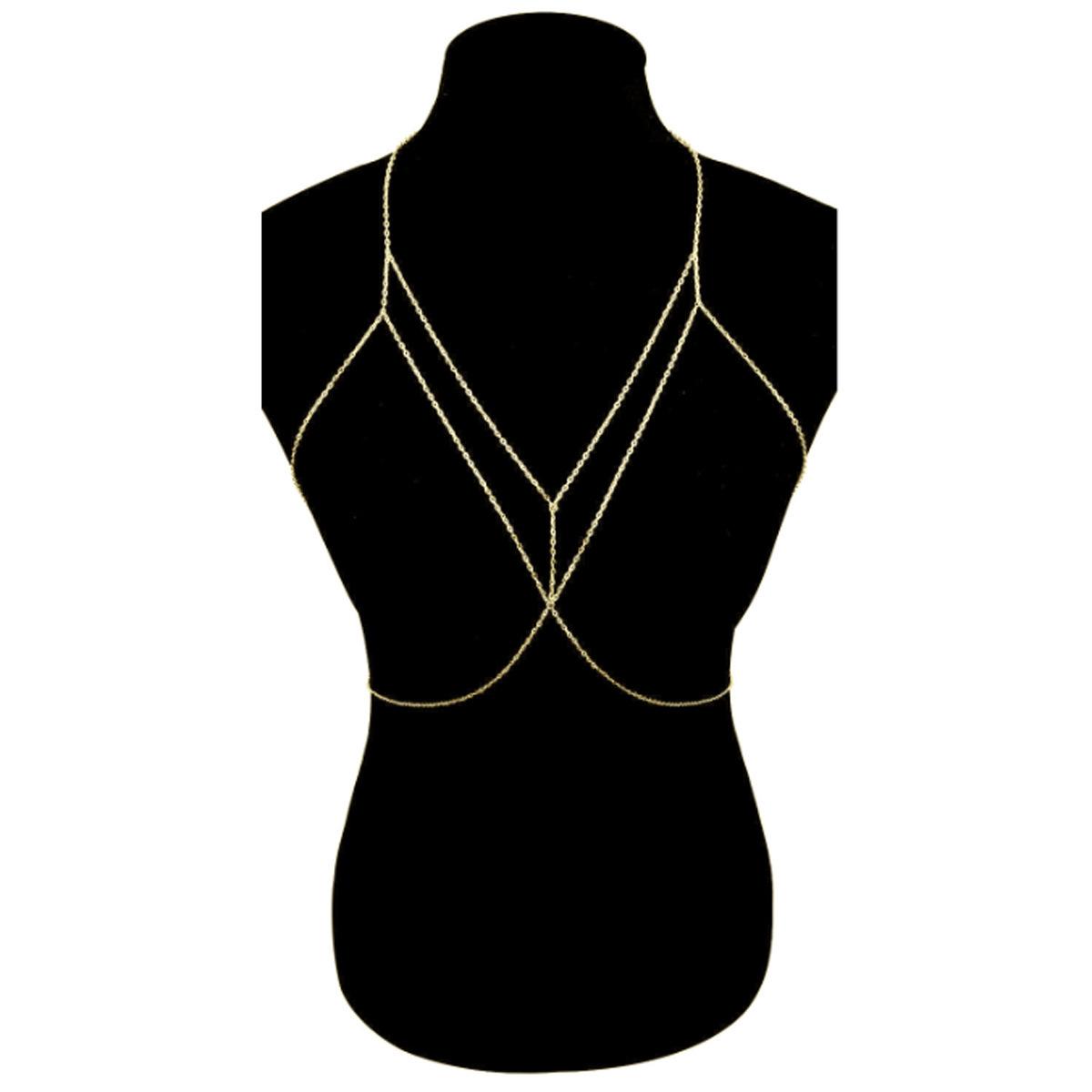 New Summer Sexy Chest Chain Bra Bikini Metal Body Chain Jewelry for Women Beach Harness Simple Body Chain Decoration Jewelry