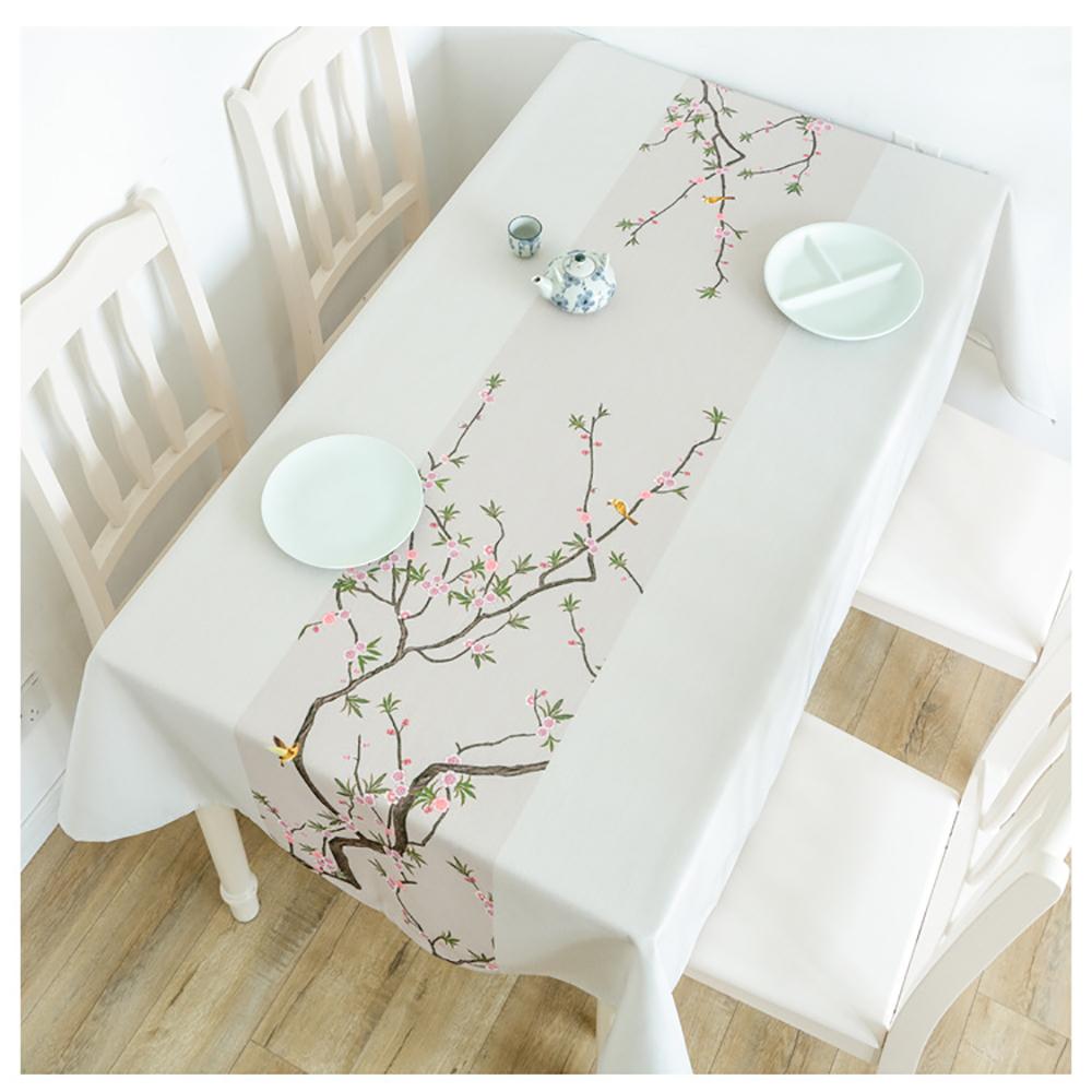 Small Fresh Plum Blossom Print Home Rectangular Tablecloths for Table Party Decoration Waterproof Anti-stain Nappe De Table