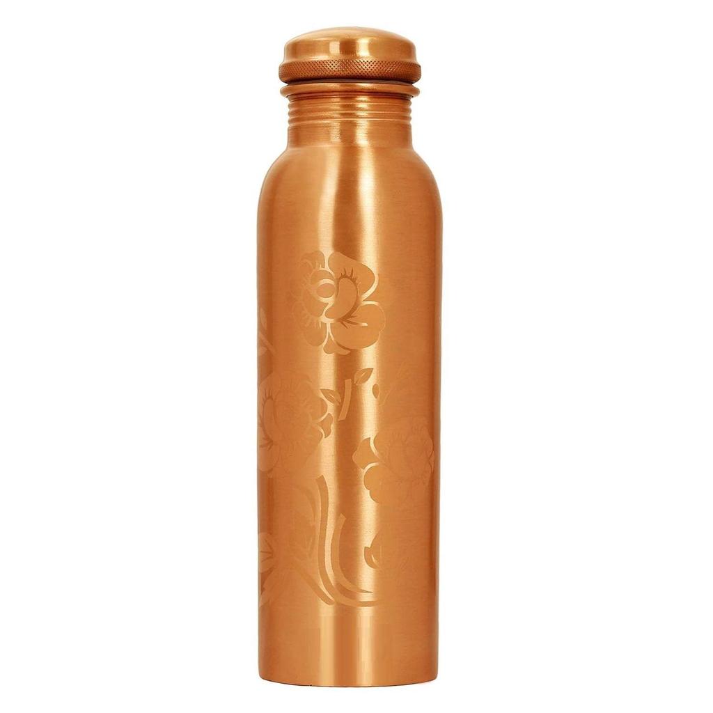 Pure Copper Water Bottle With Colour Changing Magical Floral Rose Design, Drinkware & Storage Purpose, Ayurvedic Health Benefits, Volume-1000 Ml