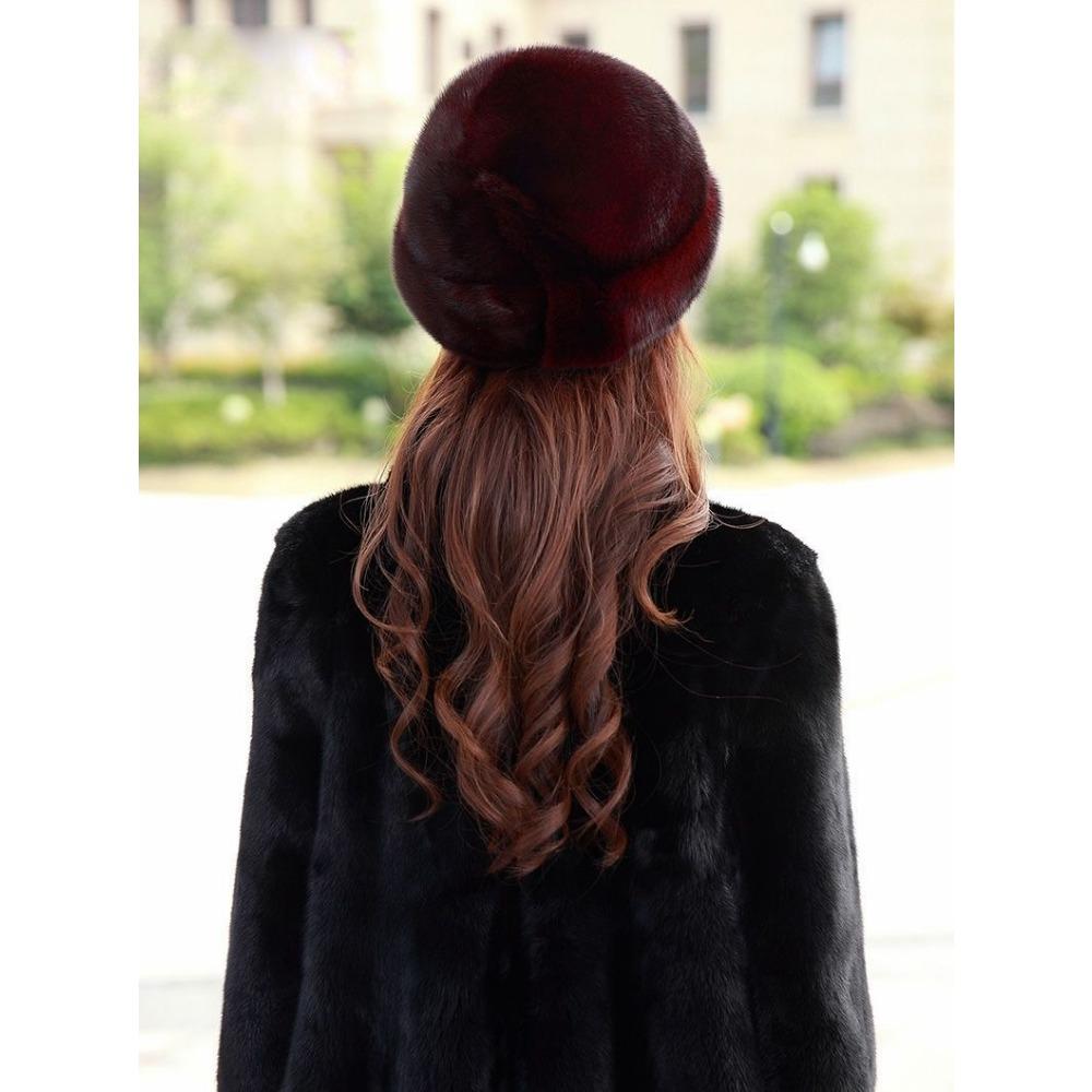 Faux Mink Hat Winter Women's Eco-friendly Mink Hat Winter Middle-aged and Elderly Warm Ear Protection Fur Beret