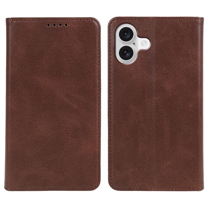 For iPhone 17 Case Strong Magnetic PU Leather Phone Cover Calf Texture