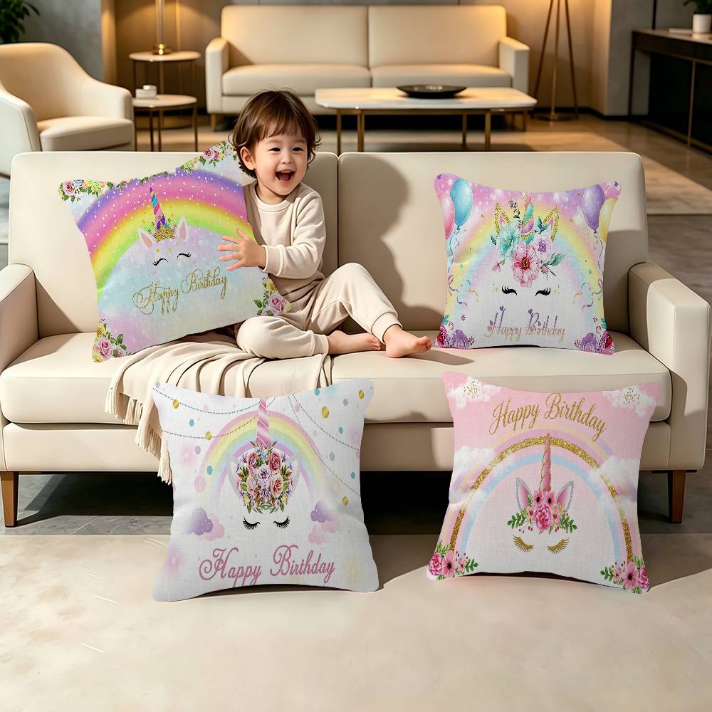 Unicorn Birthday Decor Rainbow Comfortable Pillow anime Case for cute Sofa Living Room Home office Decor Protective Covers