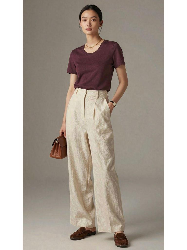 2026 Hangzhou Women's Mulberry Silk Lyocell U-Neck Tee - Lightweight, Breathable, Short-Sleeved Summer Fashion