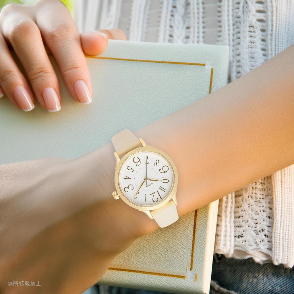 Fieldwork Analog Watch with Leather Simple and Easy to Letre Women's Strap, Read, White, MKL2012-1